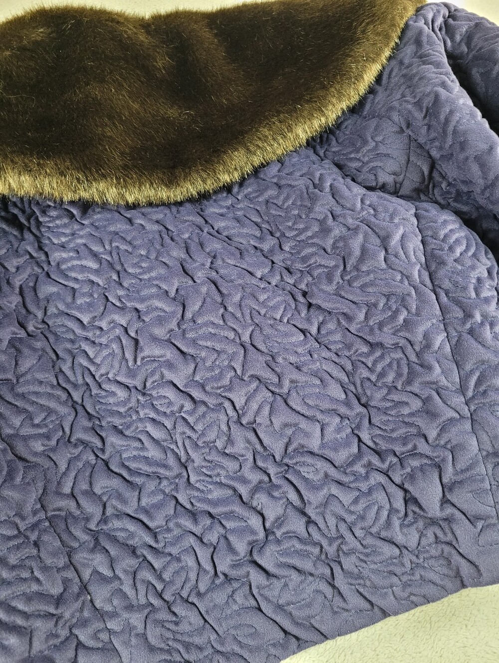 Puzzle Alpha Vintage Purple Textured Faux Fur Collar Cropped Jacket - Picture 10 of 10